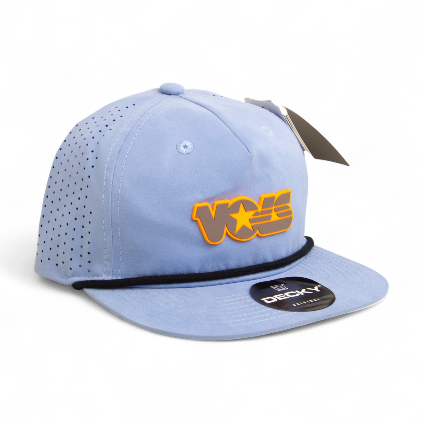 Tennessee Volunteers Retro VOLS Star Charcoal 3D Perforated Rope Hat- Sky/ Black