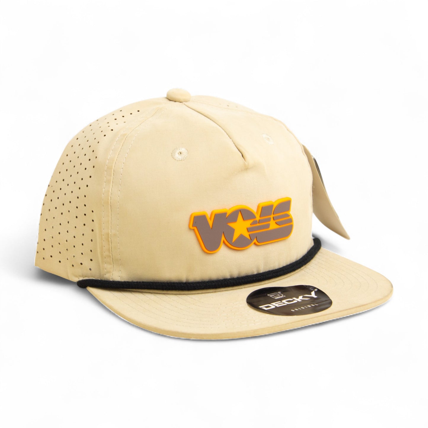 Tennessee Volunteers Retro VOLS Star Charcoal 3D Perforated Rope Hat- Birch/ Black