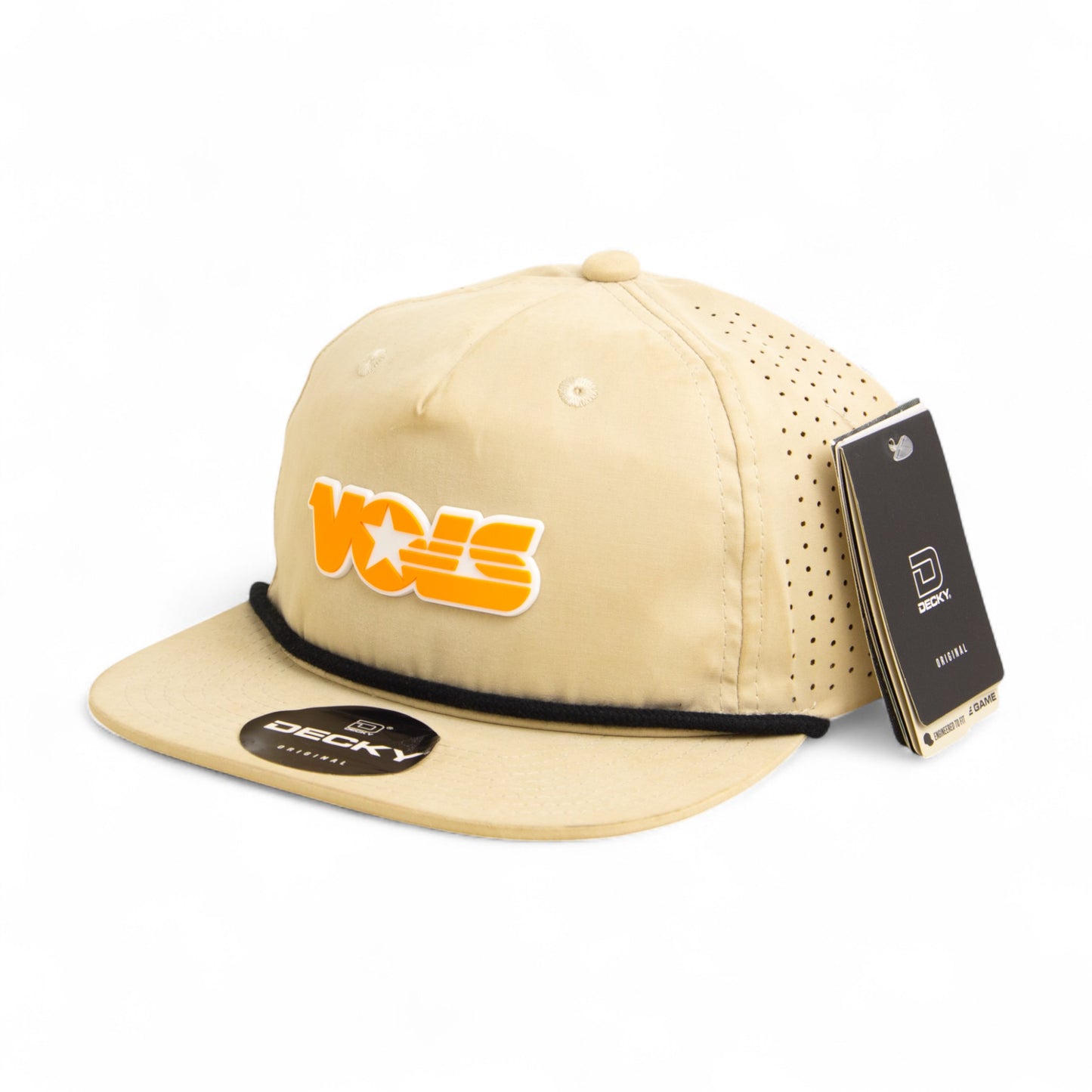 Tennessee Volunteers Retro VOLS Star Orange 3D Perforated Rope Hat- Birch/ Black