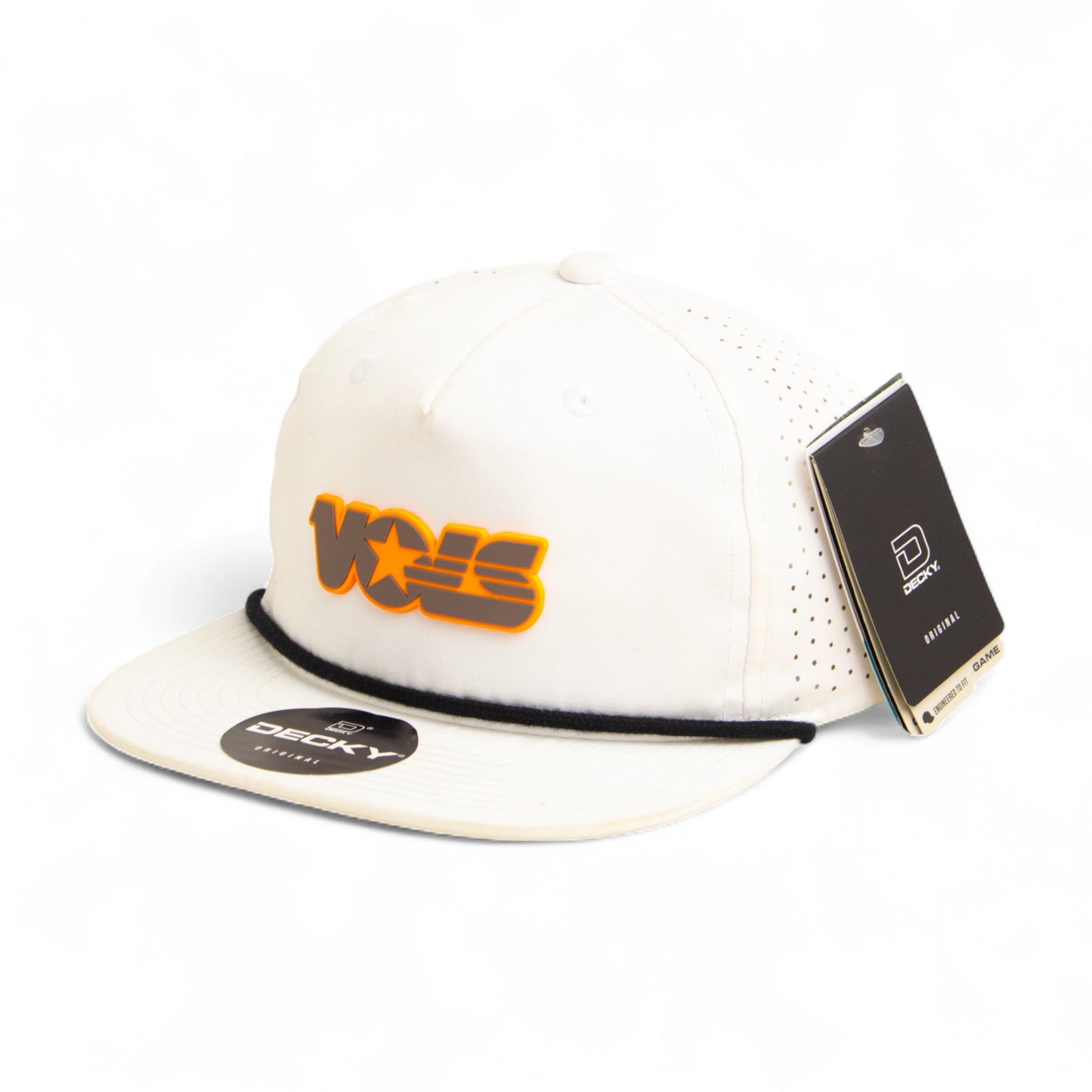 Tennessee Volunteers Retro VOLS Star Charcoal 3D Perforated Rope Hat- White/ Black