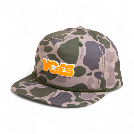 Tennessee Volunteers Retro VOLS Star Orange 3D Umpqua Rope Hat- Marsh Duck Camo/ Olive Green