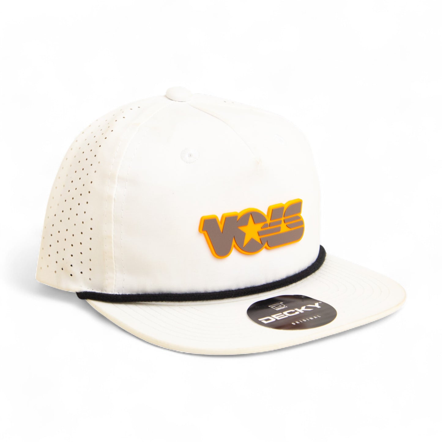 Tennessee Volunteers Retro VOLS Star Charcoal 3D Perforated Rope Hat- White/ Black