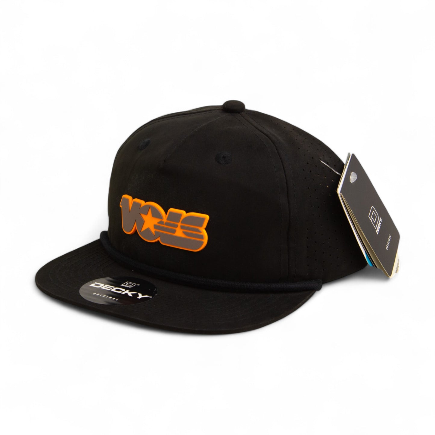 Tennessee Volunteers Retro VOLS Star Charcoal 3D Perforated Rope Hat- Black