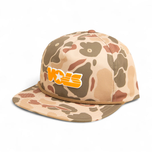 Tennessee Volunteers Retro VOLS Star Orange 3D Umpqua Rope Hat- Harvest Duck Camo/ Light Brown