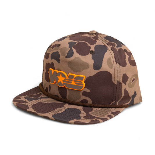 Tennessee Volunteers Retro VOLS Star Charcoal 3D Umpqua Rope Hat- Bark Duck Camo/ Brown