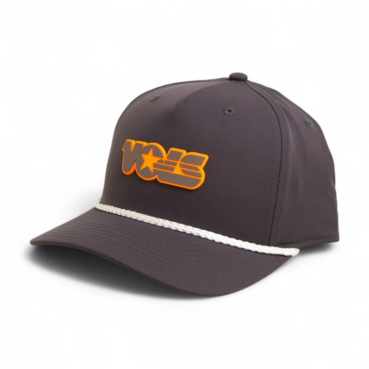 Tennessee Volunteers Retro VOLS Star Charcoal 3D Five Panel Classic Rope Hat- Charcoal/ White