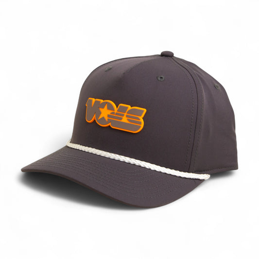 Tennessee Volunteers Retro VOLS Star Charcoal 3D Five Panel Classic Rope Hat- Charcoal/ White