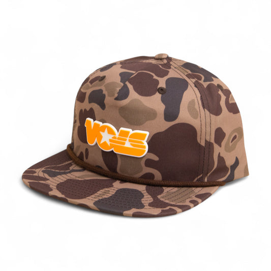 Tennessee Volunteers Retro VOLS Star Orange 3D Umpqua Rope Hat- Bark Duck Camo/ Brown