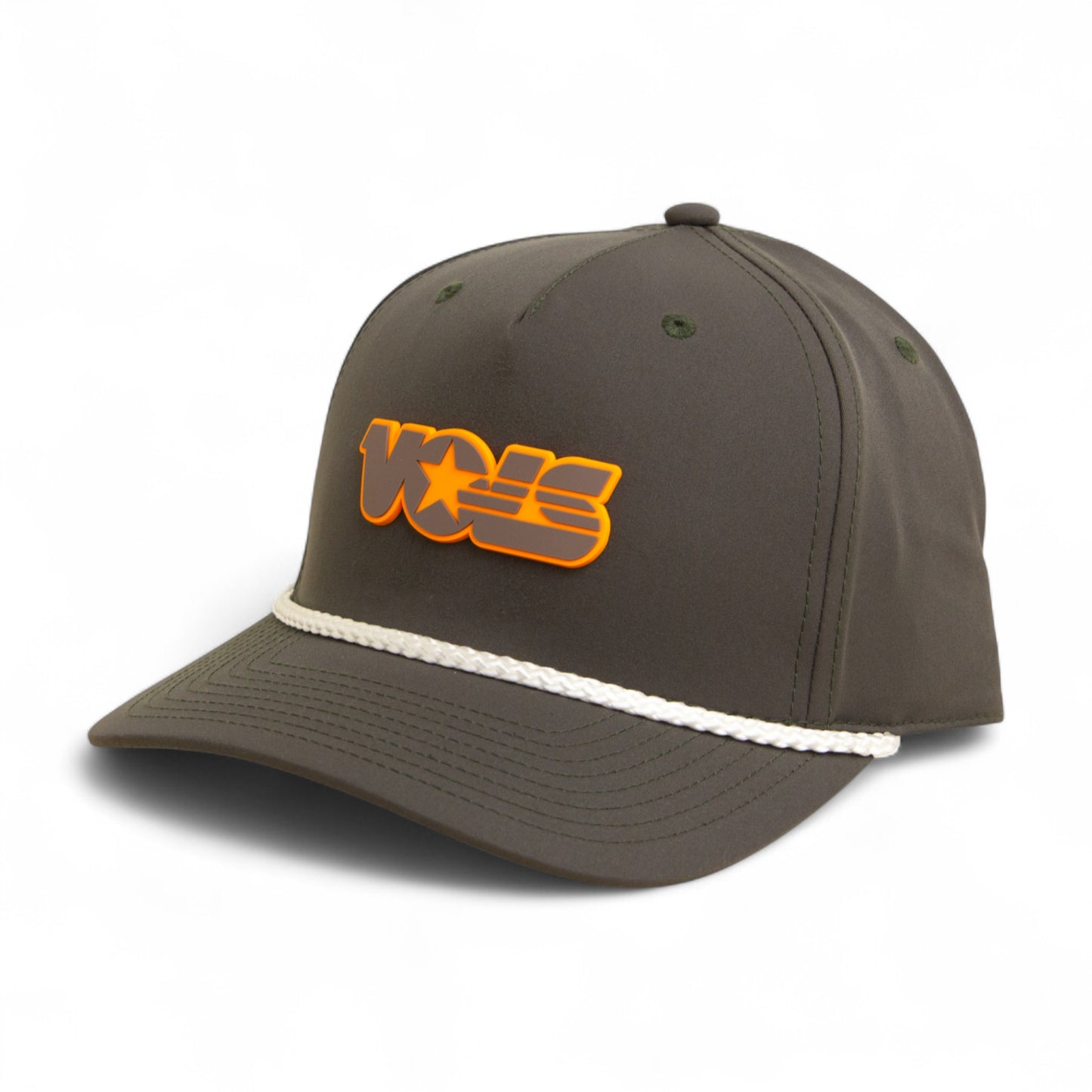 Tennessee Volunteers Retro VOLS Star Charcoal 3D Five Panel Classic Rope Hat- Olive/ White