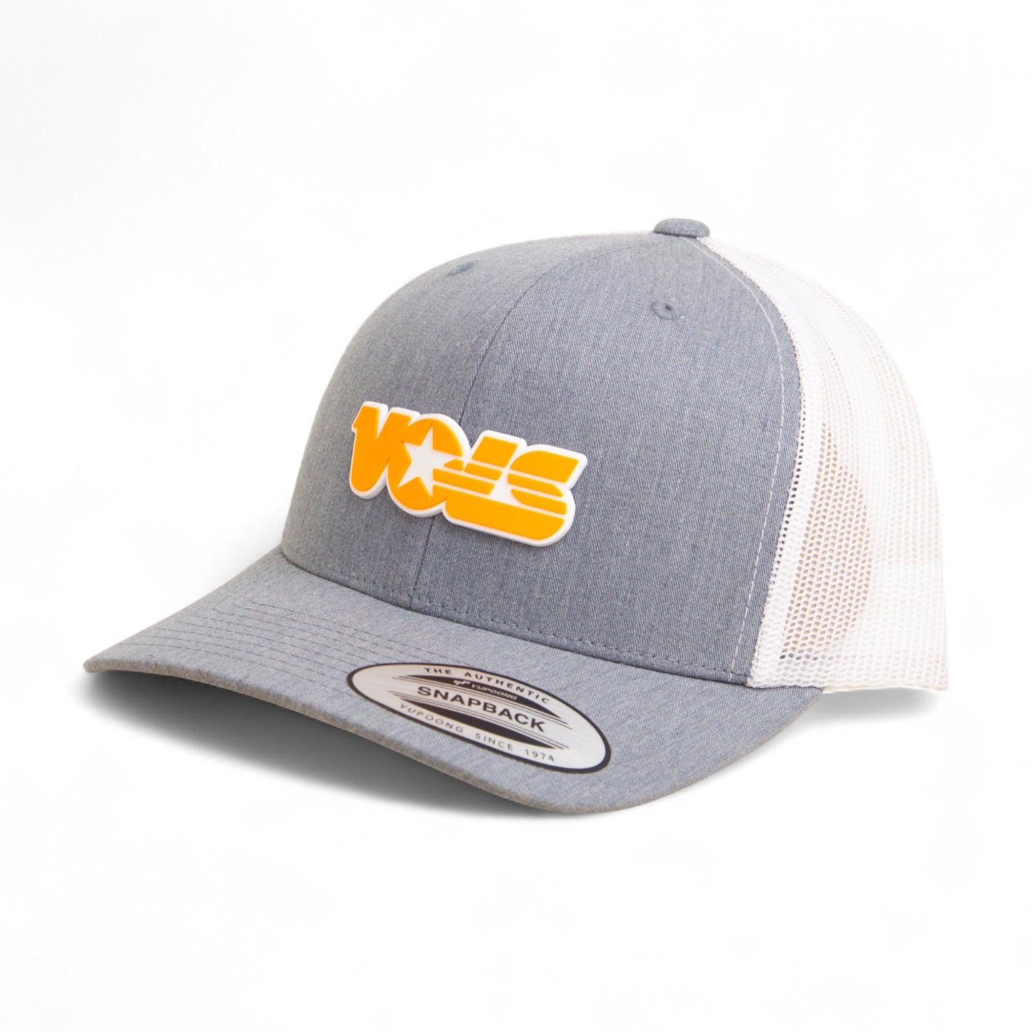Tennessee Volunteers Retro VOLS Star Orange 3D YP Snapback Trucker Hat- Heather Grey/ White