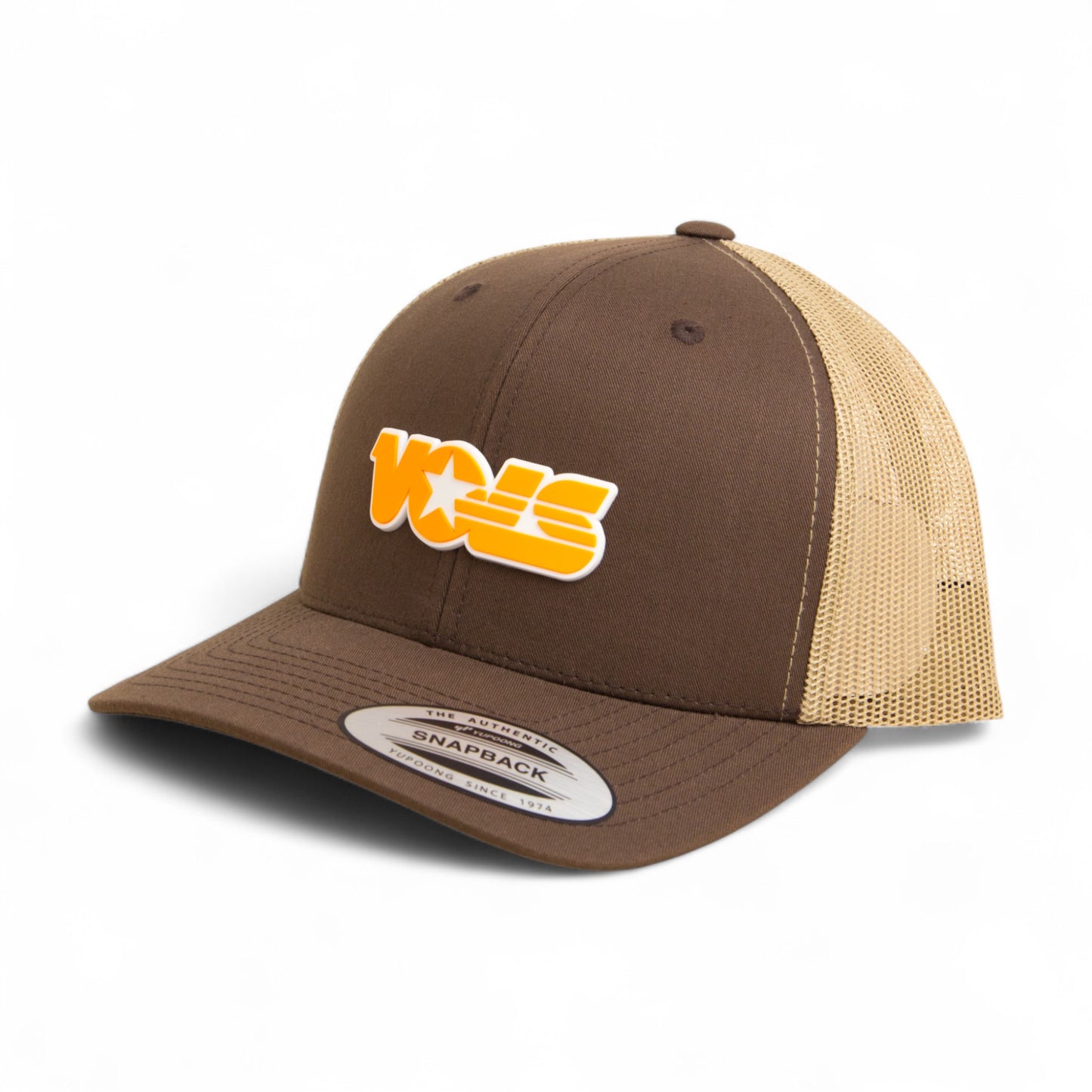 Tennessee Volunteers Retro VOLS Star Orange 3D YP Snapback Trucker Hat- Brown/ Tan