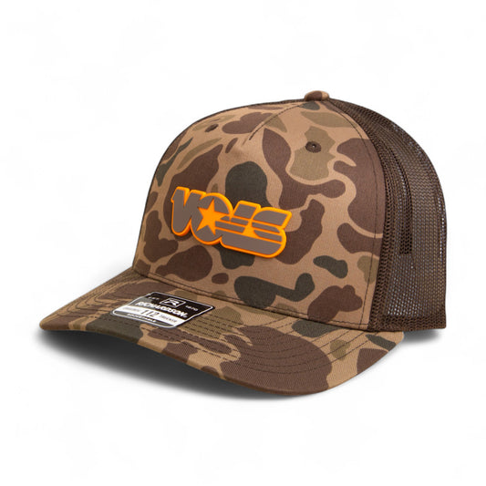 Tennessee Volunteers Retro VOLS Star Charcoal 3D Snapback Trucker Hat- Bark Duck Camo/ Brown