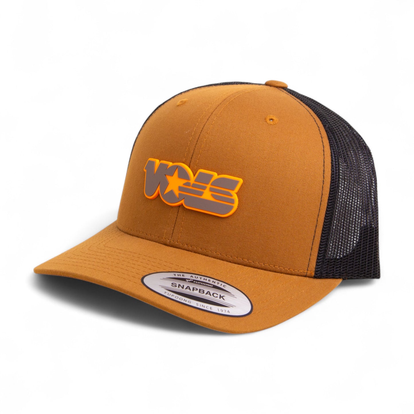 Tennessee Volunteers Retro VOLS Star Charcoal 3D YP Snapback Trucker Hat- Carmel/ Black
