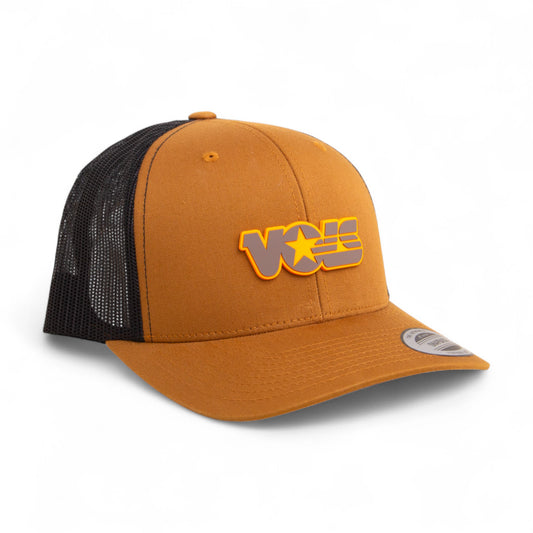Tennessee Volunteers Retro VOLS Star Charcoal 3D YP Snapback Trucker Hat- Carmel/ Black