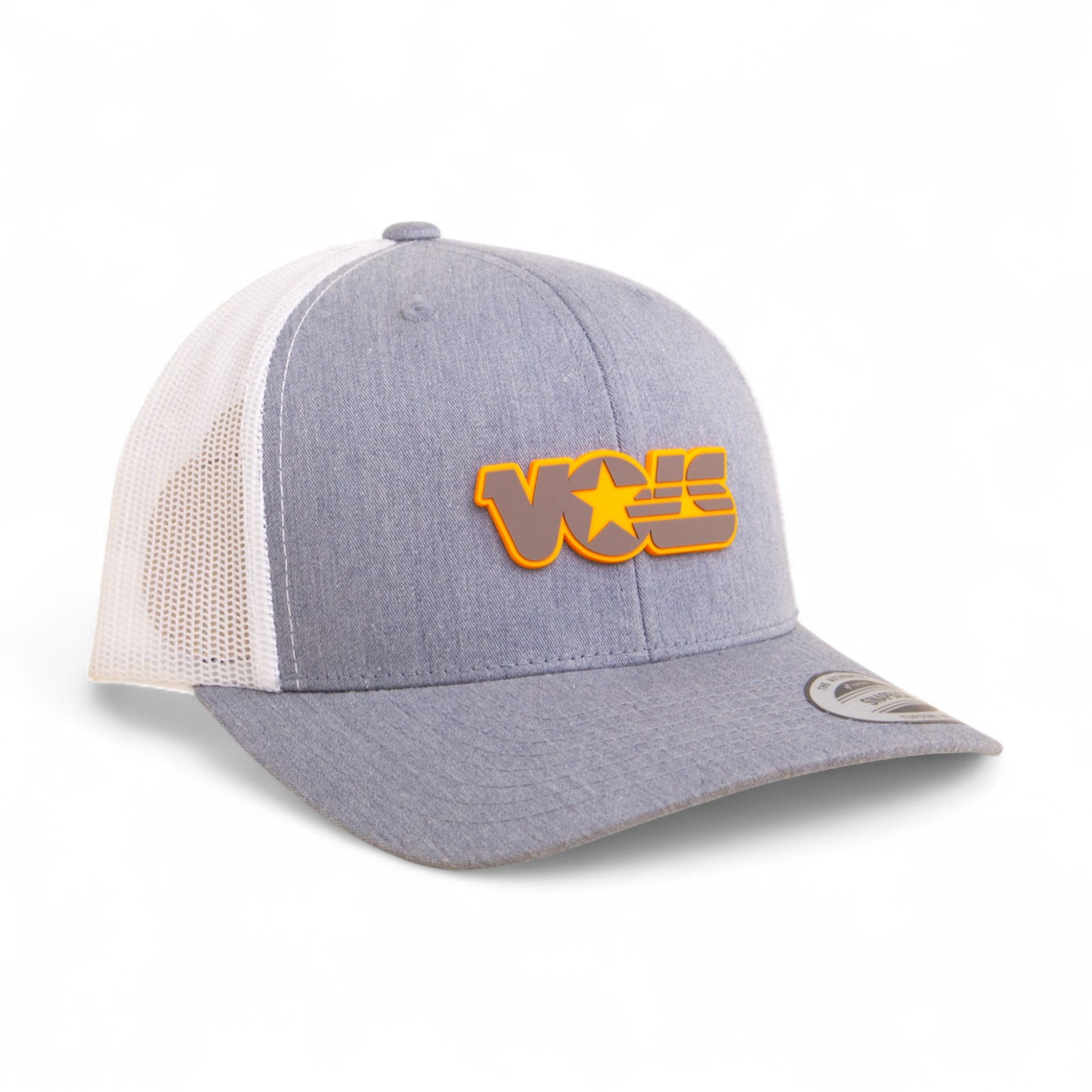 Tennessee Volunteers Retro VOLS Star Charcoal 3D YP Snapback Trucker Hat- Heather Grey/ White