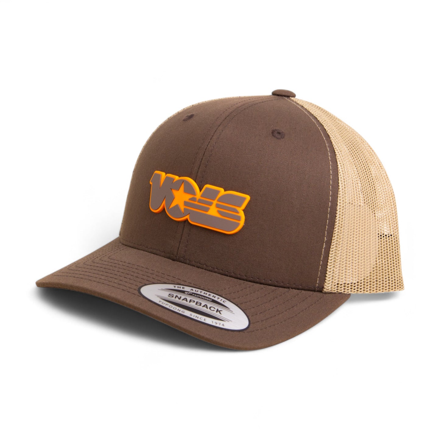 Tennessee Volunteers Retro VOLS Star Charcoal 3D YP Snapback Trucker Hat- Brown/ Tan