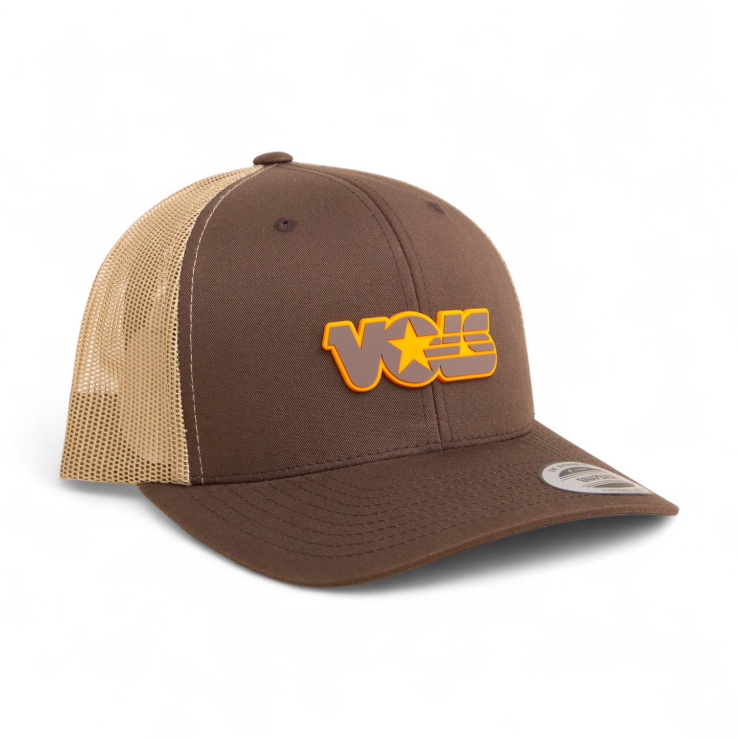 Tennessee Volunteers Retro VOLS Star Charcoal 3D YP Snapback Trucker Hat- Brown/ Tan
