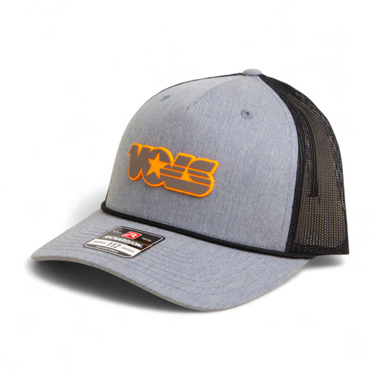 Tennessee Volunteers Retro VOLS Star Charcoal 3D Snapback Trucker Rope Hat- Heather Grey/ Black