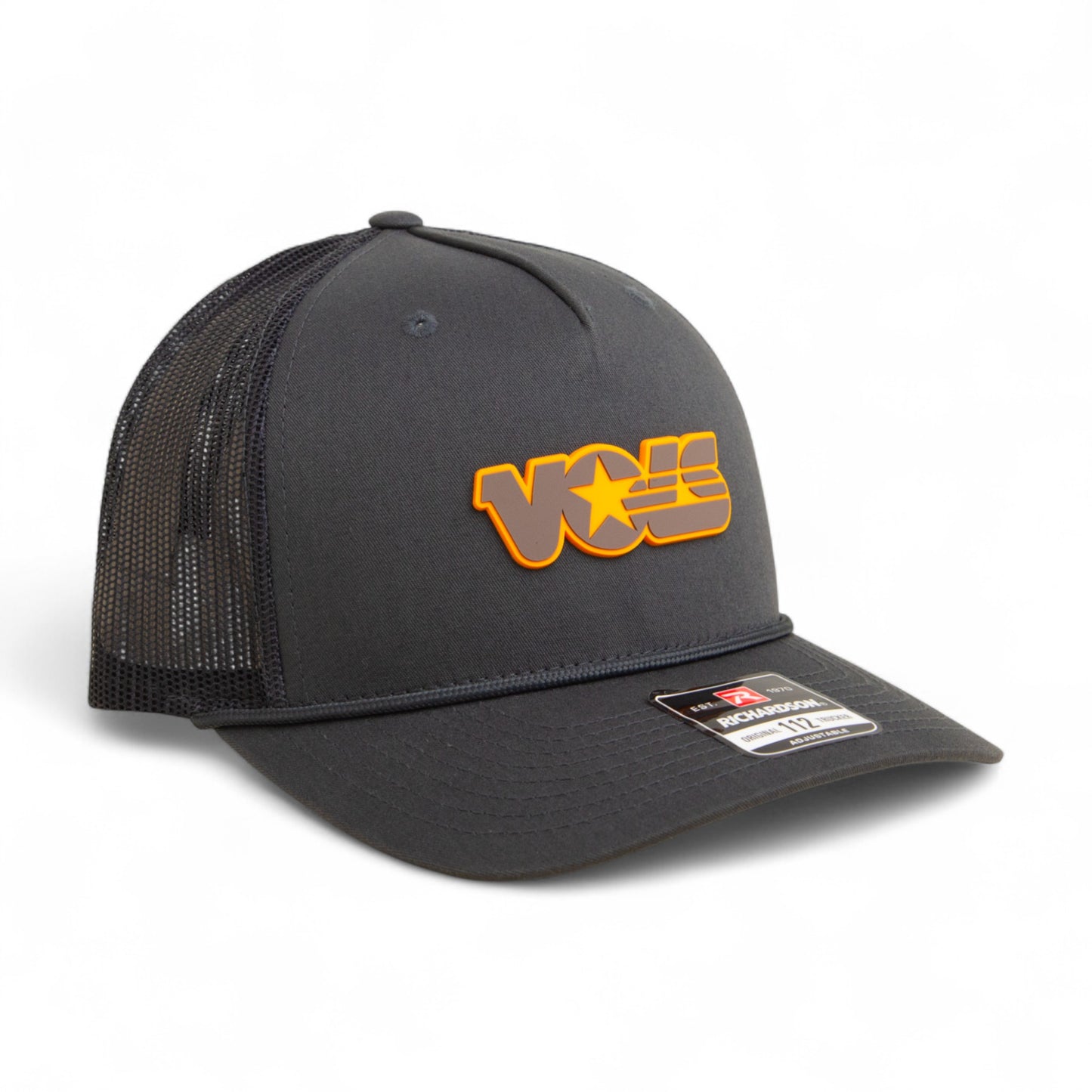 Tennessee Volunteers Retro VOLS Star Charcoal 3D Snapback Trucker Rope Hat- Charcoal