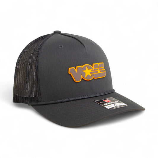 Tennessee Volunteers Retro VOLS Star Charcoal 3D Snapback Trucker Rope Hat- Charcoal