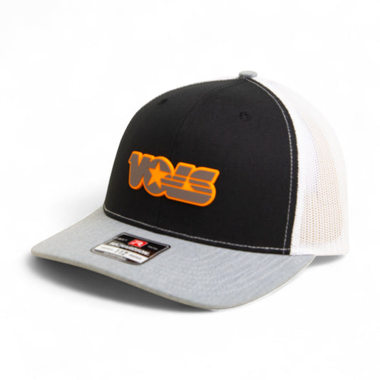 Tennessee Volunteers Retro VOLS Star Charcoal 3D Snapback Trucker Hat- Black/ White/ Heather Grey
