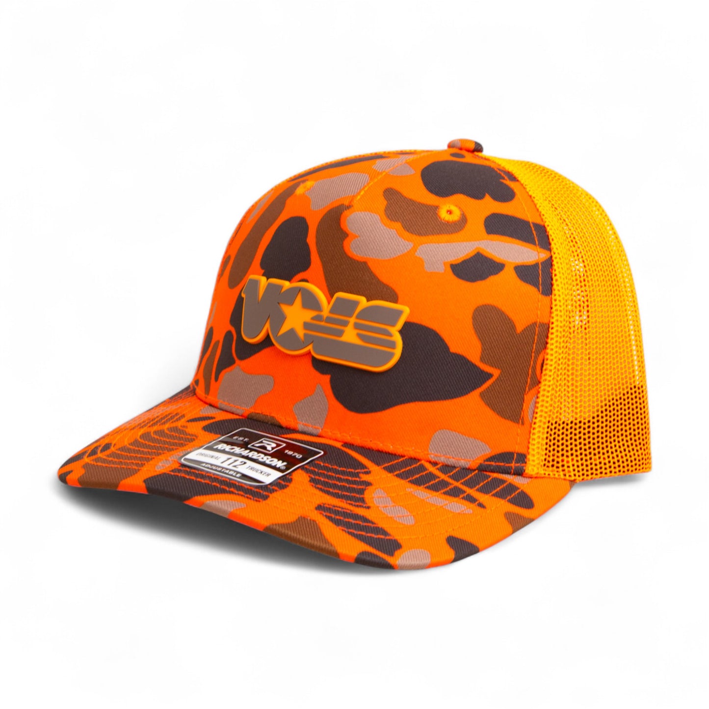 Tennessee Volunteers Retro VOLS Star Charcoal 3D Snapback Trucker Hat- Blaze Duck Camo/ Blaze