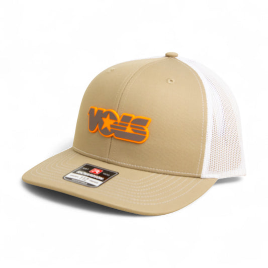 Tennessee Volunteers Retro VOLS Star Charcoal 3D Snapback Trucker Hat- Tan/ White