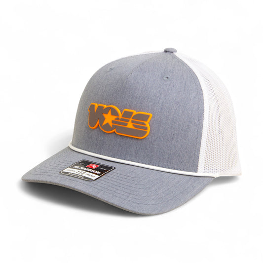 Tennessee Volunteers Retro VOLS Star Charcoal 3D Snapback Trucker Rope Hat- Heather Grey/ White
