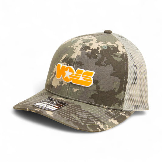 Tennessee Volunteers Retro VOLS Star Orange 3D Snapback Trucker Hat- Military Digital Camo