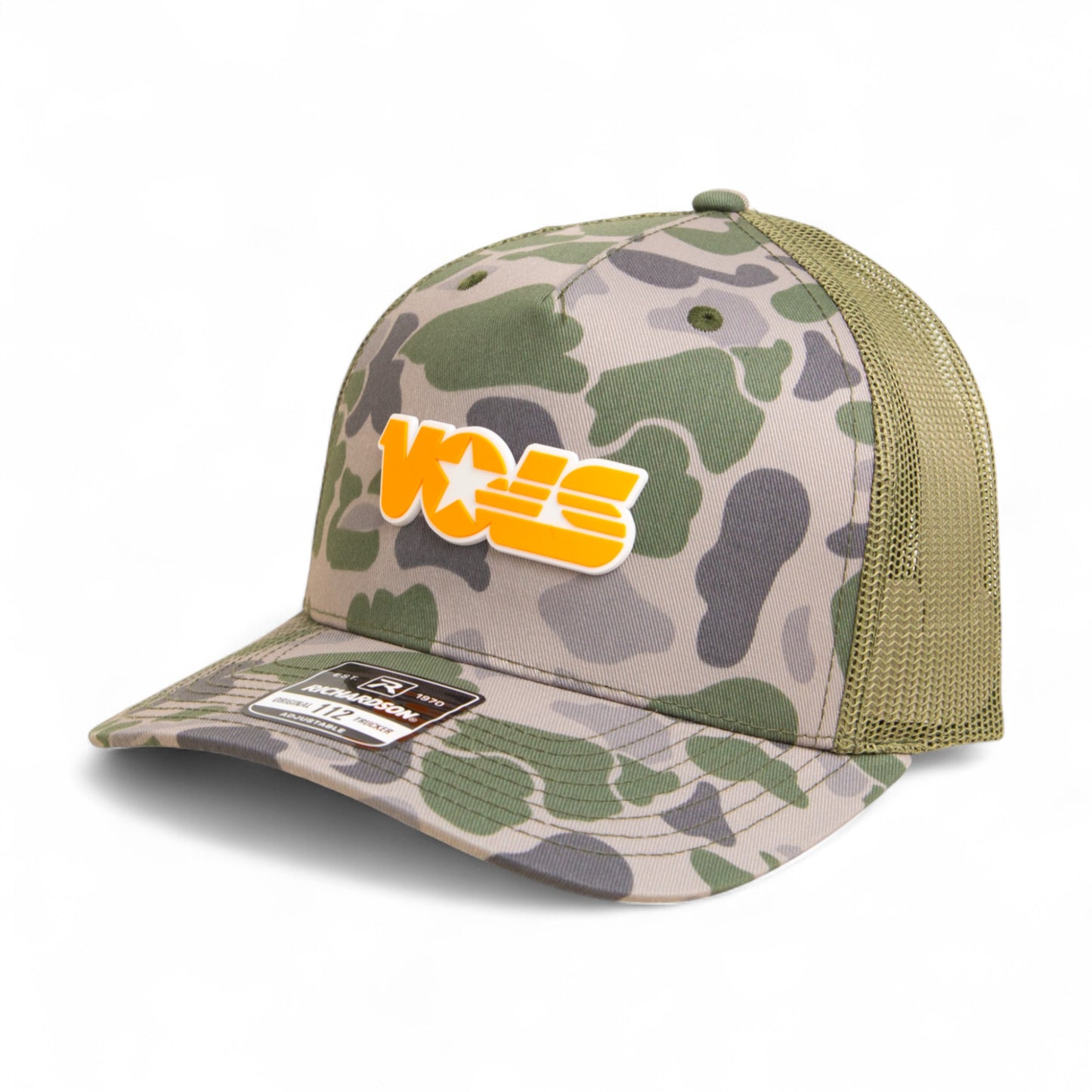 Tennessee Volunteers Retro VOLS Star Orange 3D Snapback Trucker Hat- Marsh Duck Camo/ Loden