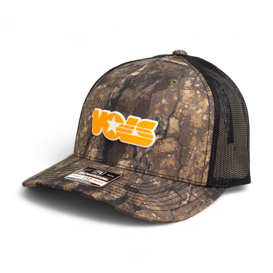 Tennessee Volunteers Retro VOLS Star Orange 3D Snapback Trucker Hat- Realtree Timber/ Black