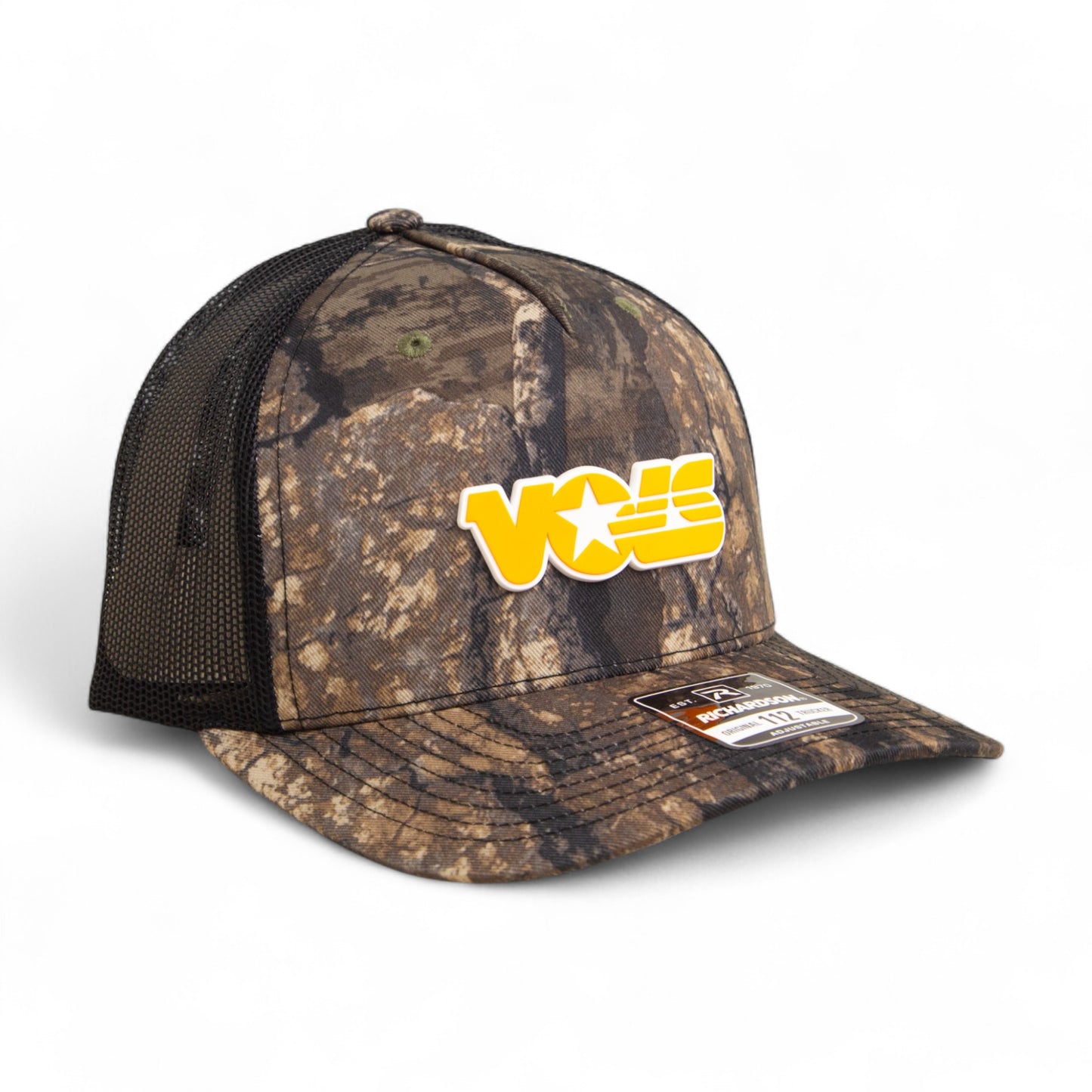 Tennessee Volunteers Retro VOLS Star Orange 3D Snapback Trucker Hat- Realtree Timber/ Black