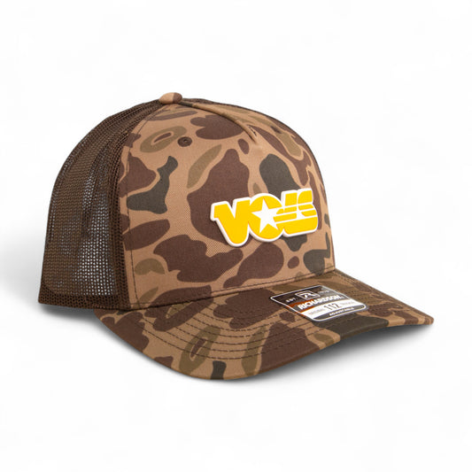 Tennessee Volunteers Retro VOLS Star Orange 3D Snapback Trucker Hat- Bark Duck Camo/ Brown