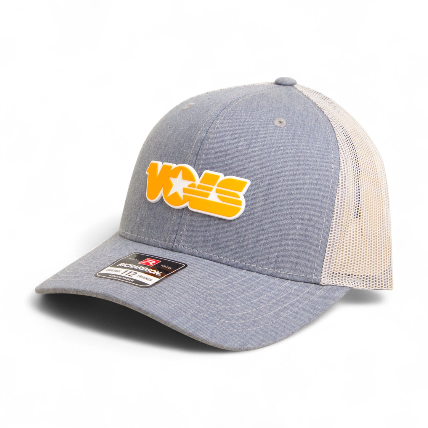 Tennessee Volunteers Retro VOLS Star Orange 3D Snapback Trucker Hat- Heather Grey/ Light Grey