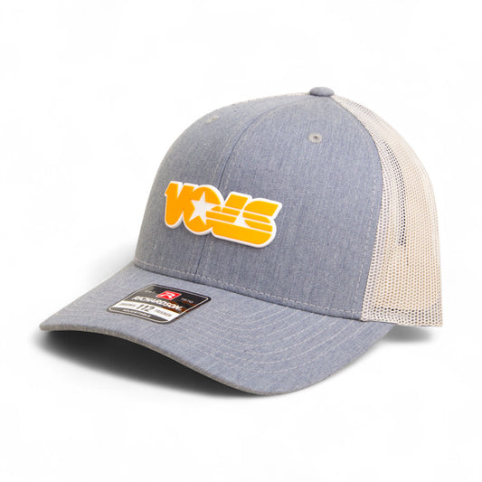 Tennessee Volunteers Retro VOLS Star Orange 3D Snapback Trucker Hat- Heather Grey/ Light Grey