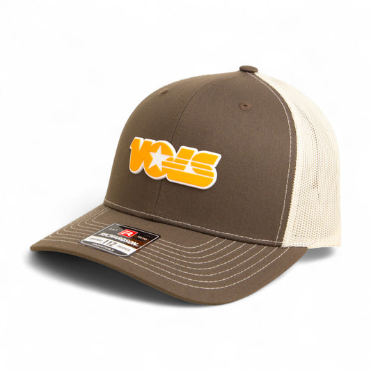 Tennessee Volunteers Retro VOLS Star Orange 3D Snapback Trucker Hat- Chocolate Chip/ Birch