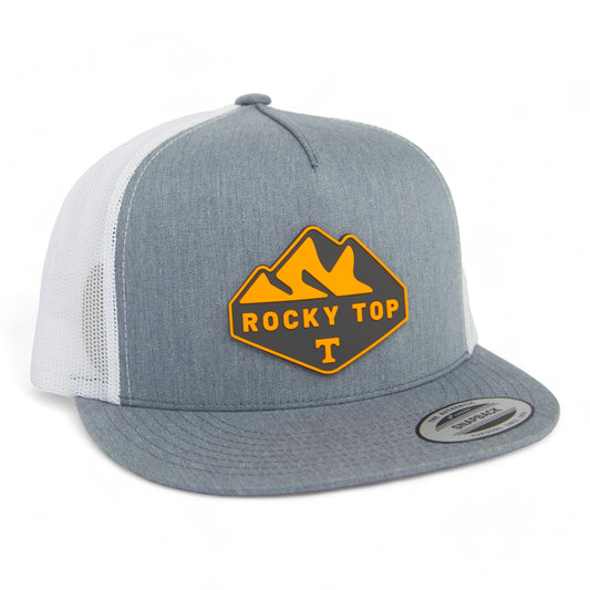 Tennessee Volunteers Rocky Top 3D YP Snapback Flat Bill Trucker Hat- Heather Grey/ White