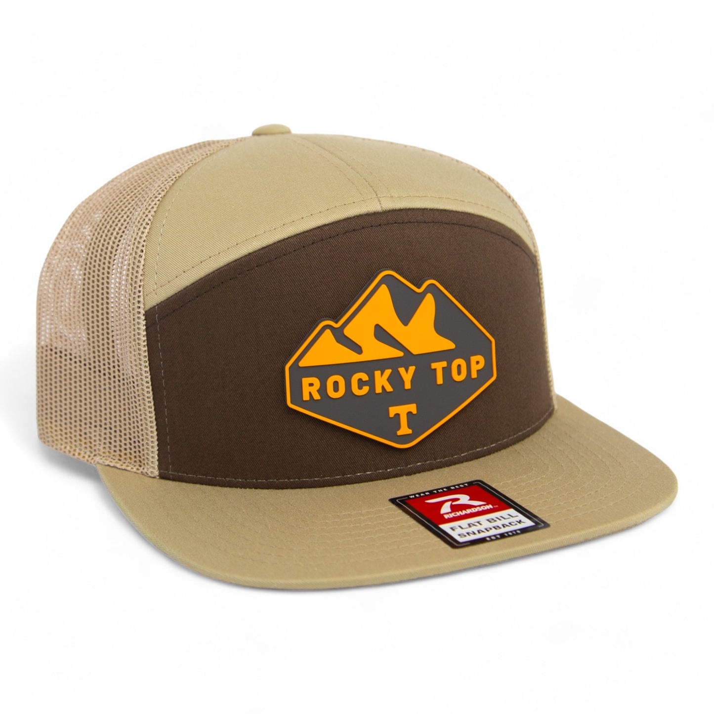 Tennessee Volunteers Rocky Top 3D Snapback Seven-Panel Flat Bill Trucker Hat- Brown/ Tan