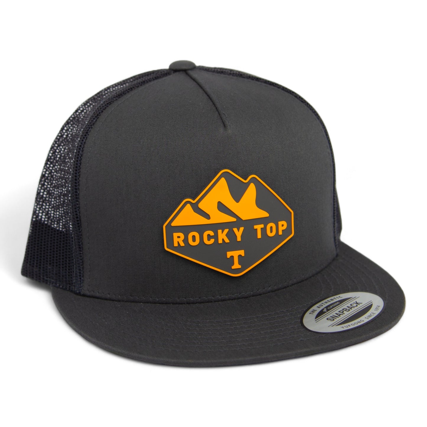 Tennessee Volunteers Rocky Top 3D YP Snapback Flat Bill Trucker Hat- Charcoal/ Black