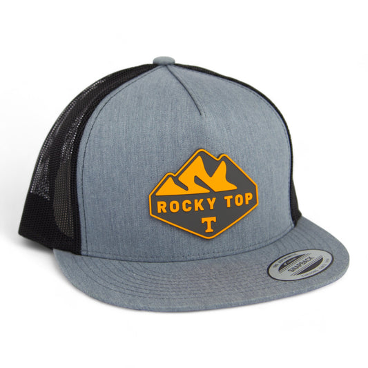 Tennessee Volunteers Rocky Top 3D YP Snapback Flat Bill Trucker Hat- Heather Grey/ Black