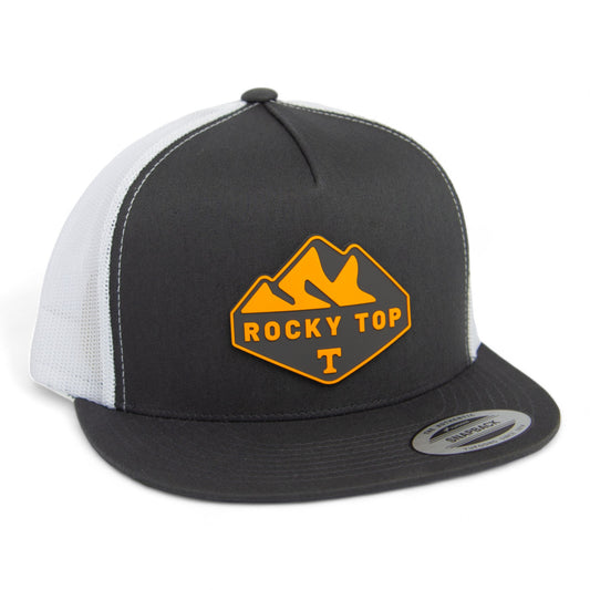 Tennessee Volunteers Rocky Top 3D YP Snapback Flat Bill Trucker Hat- Charcoal/ White