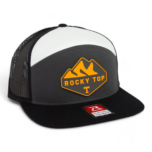 Tennessee Volunteers Rocky Top 3D Snapback Seven-Panel Flat Bill Trucker Hat- Charcoal/ Black/ White