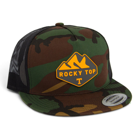 Tennessee Volunteers Rocky Top 3D YP Snapback Flat Bill Trucker Hat- Army Camo/ Black