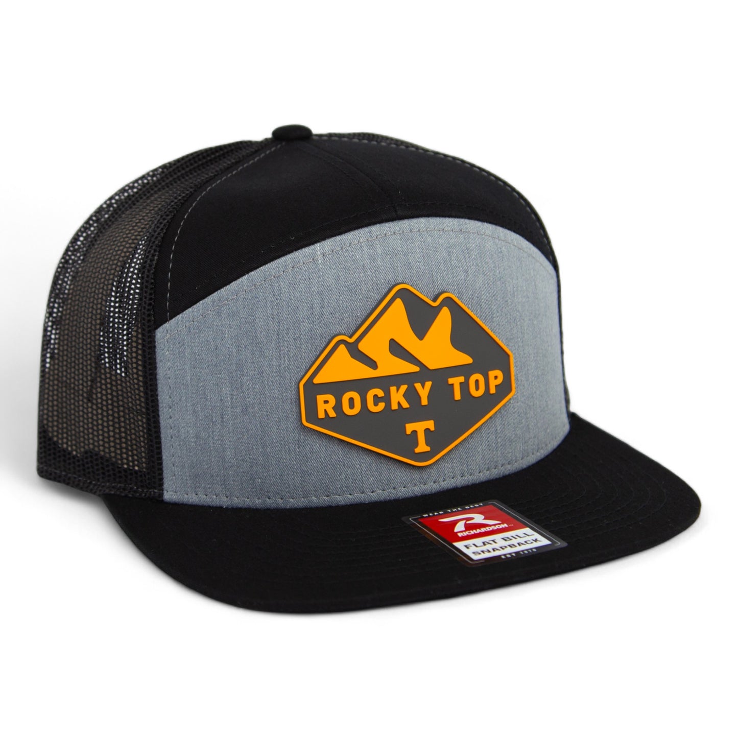 Tennessee Volunteers Rocky Top 3D Snapback Seven-Panel Flat Bill Trucker Hat- Heather Grey/ Black