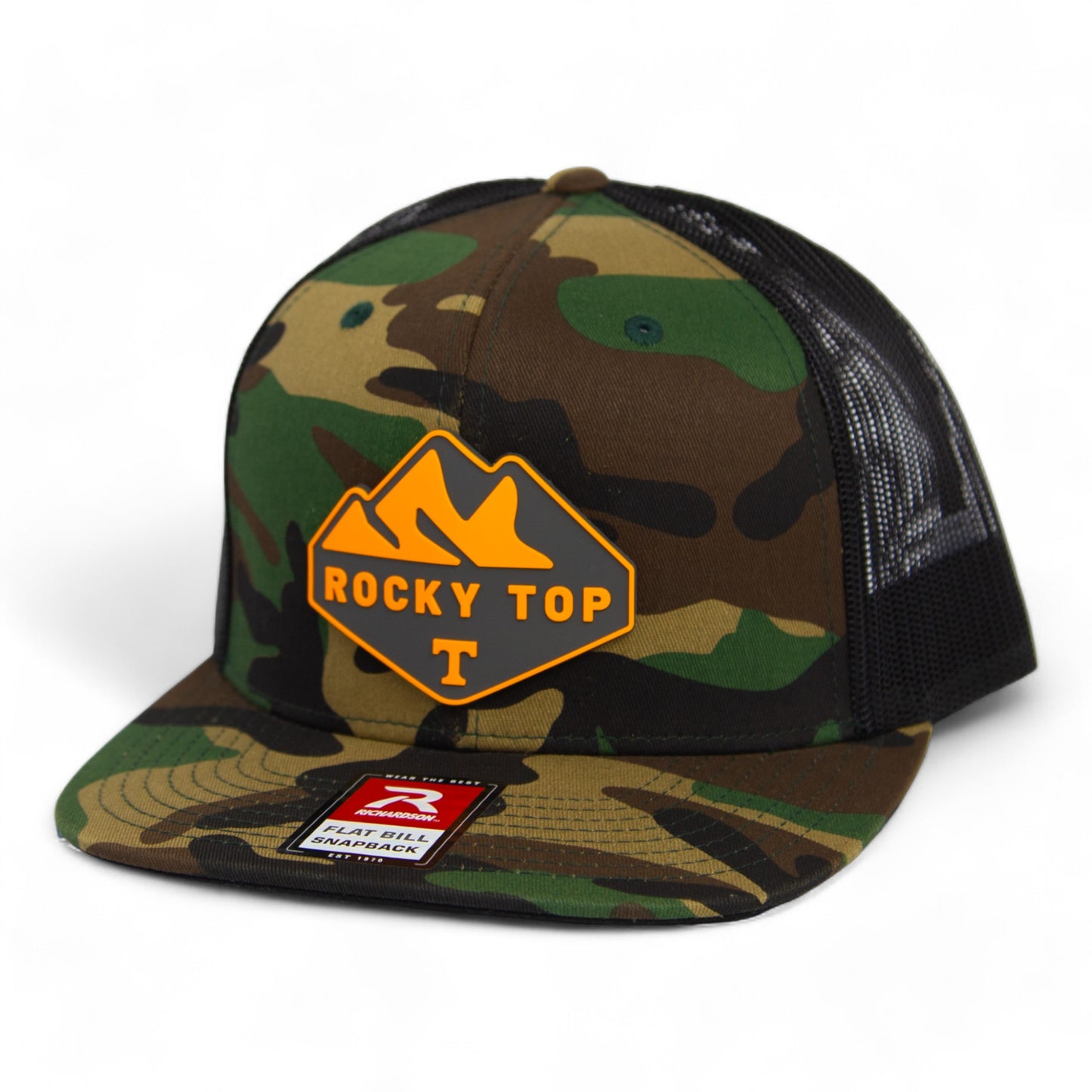 Tennessee Volunteers Rocky Top 3D Wool Blend Flat Bill Hat- Army Camo/ Black