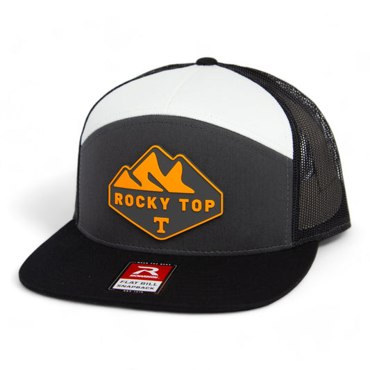 Tennessee Volunteers Rocky Top 3D Snapback Seven-Panel Flat Bill Trucker Hat- Charcoal/ Black/ White