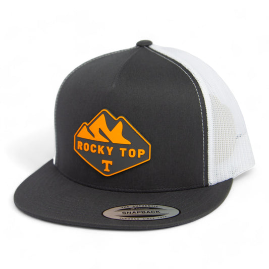 Tennessee Volunteers Rocky Top 3D YP Snapback Flat Bill Trucker Hat- Charcoal/ White