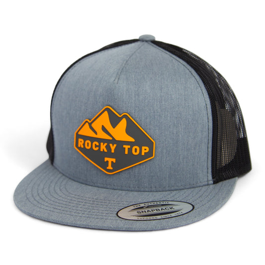 Tennessee Volunteers Rocky Top 3D YP Snapback Flat Bill Trucker Hat- Heather Grey/ Black