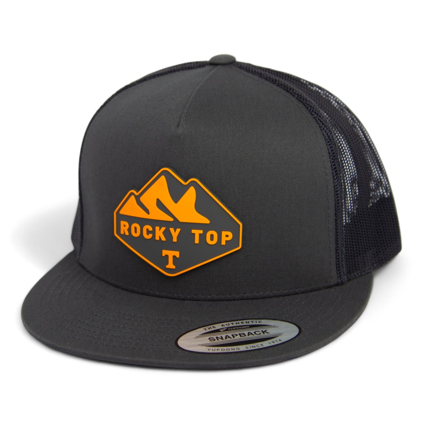 Tennessee Volunteers Rocky Top 3D YP Snapback Flat Bill Trucker Hat- Charcoal/ Black