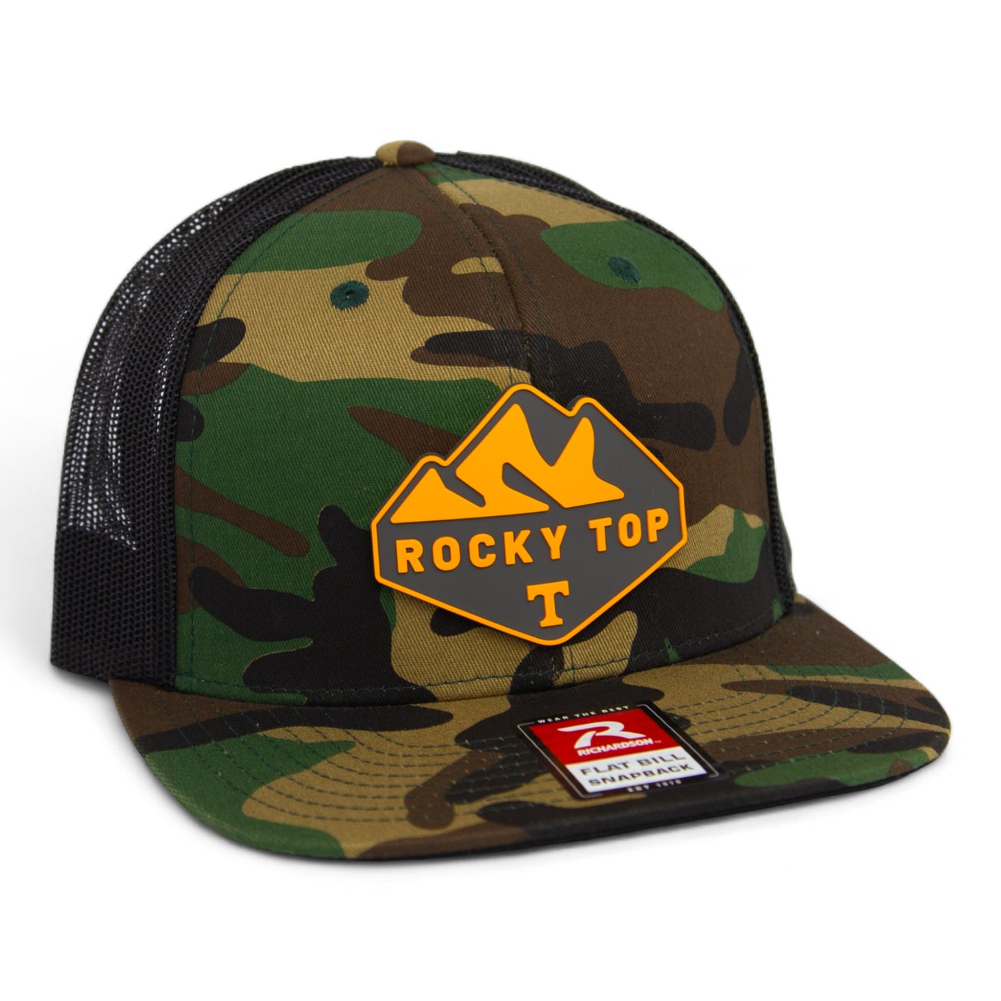 Tennessee Volunteers Rocky Top 3D Wool Blend Flat Bill Hat- Army Camo/ Black